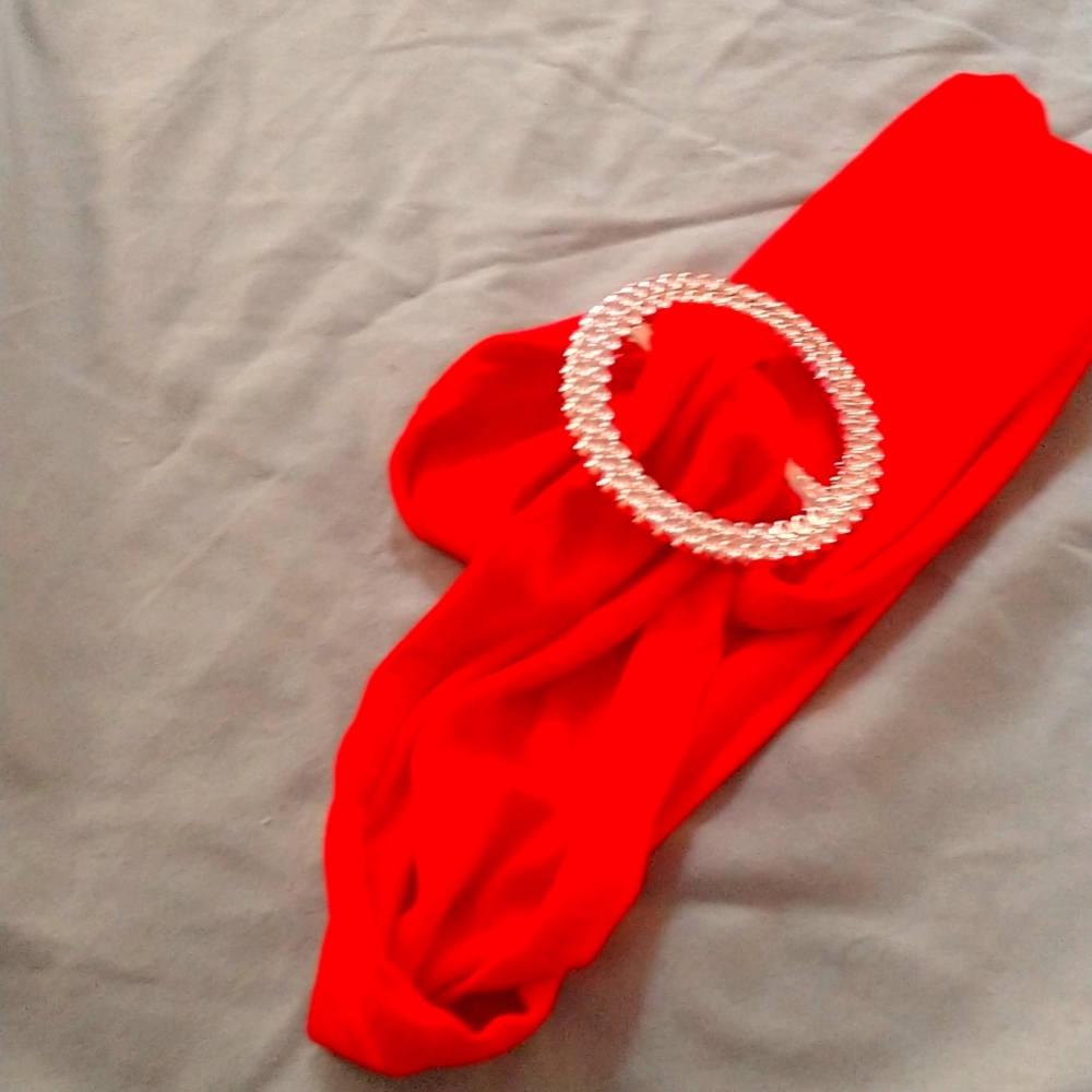 Red chair sashes with bling buckle